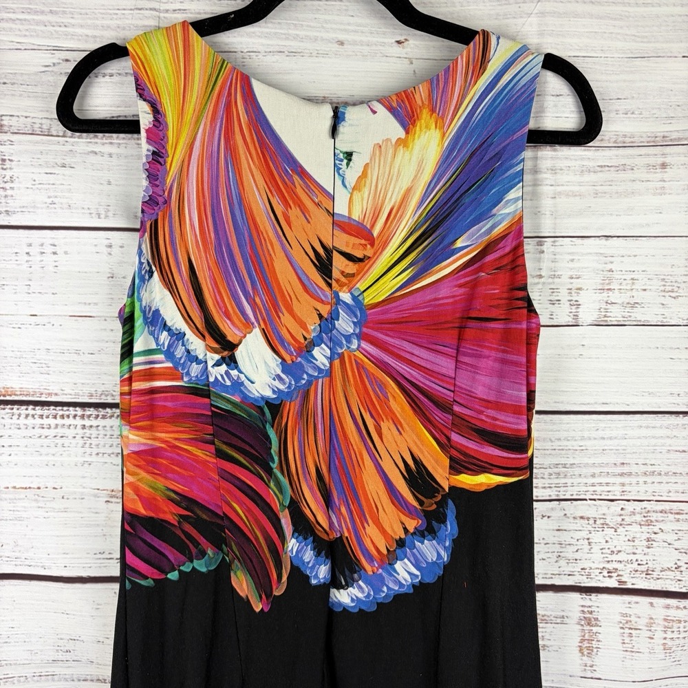 Joseph Ribkoff Black/Multi Abstract Floral Sleeveless Sheath Dress 211346 Size 6 - Picture 5 of 8